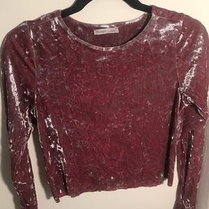 Zara crushed velvet crop top w/ bell sleeves Small